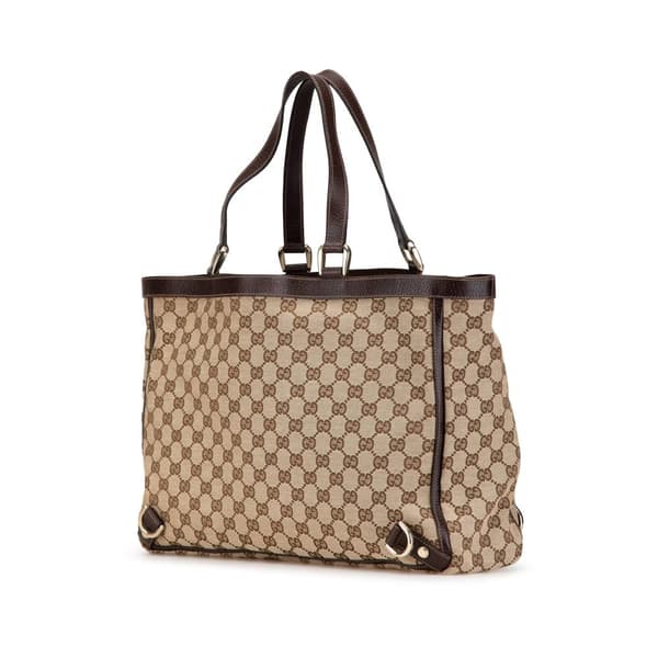 Pre-owned Gucci GG Canvas Abbey D Ring Tote Brown