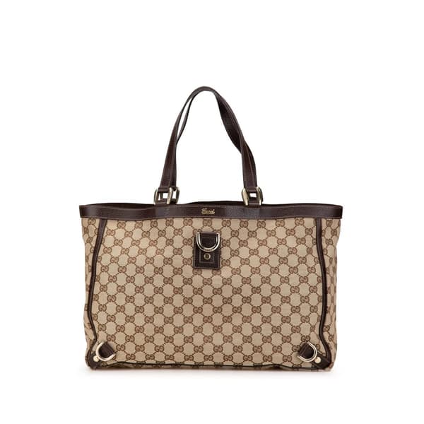 Pre-owned Gucci GG Canvas Abbey D Ring Tote Brown