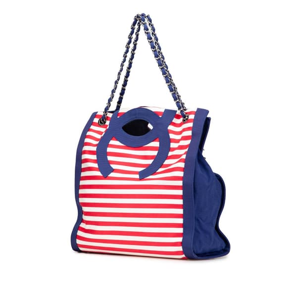 Pre-owned Chanel Paris Venice CC Canvas Mariniere Chain Tote Blue