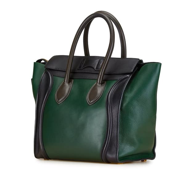 Pre-owned Celine Mini Tricolor Luggage Tote Green
