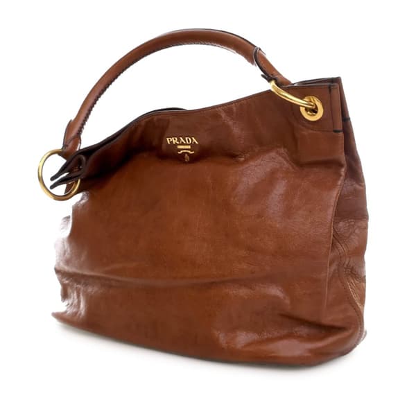 Pre-owned Prada Vitello Shine Tote Brown