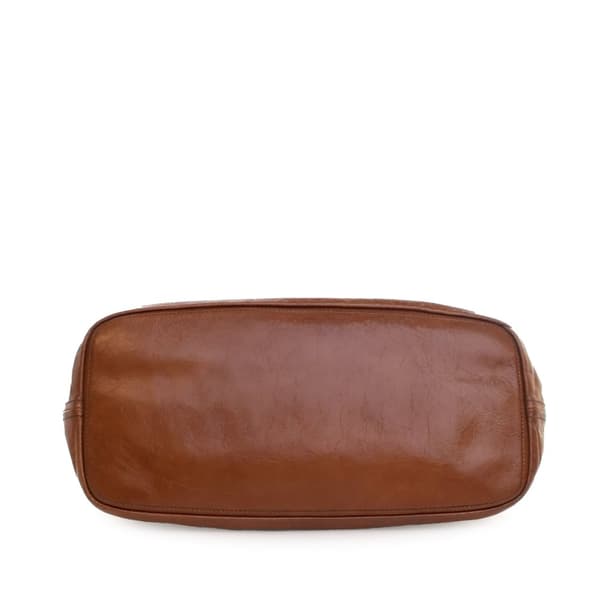 Pre-owned Prada Vitello Shine Tote Brown