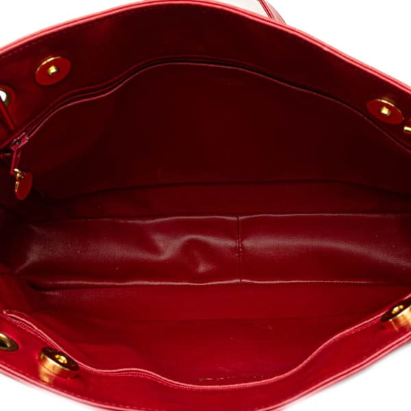 Pre-owned Chanel CC Lambskin Chain Tote Red