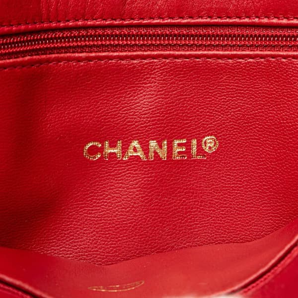 Pre-owned Chanel CC Lambskin Chain Tote Red