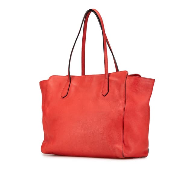 Pre-owned Gucci Interlocking G Dollar Calf Tote Red