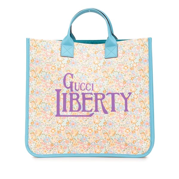 Pre-owned Gucci Canvas New Liberty Celeste Floral Childrens Tote Brown