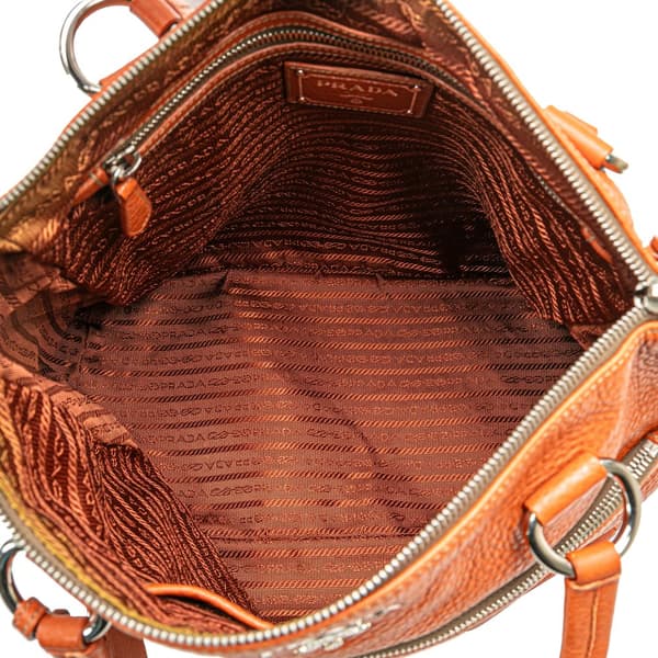Pre-owned Prada Vitello Daino Tote Orange