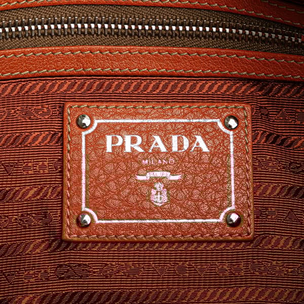 Pre-owned Prada Vitello Daino Tote Orange