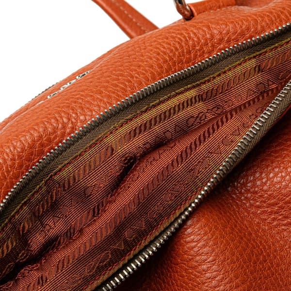 Pre-owned Prada Vitello Daino Tote Orange