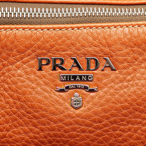 Pre-owned Prada Vitello Daino Tote Orange