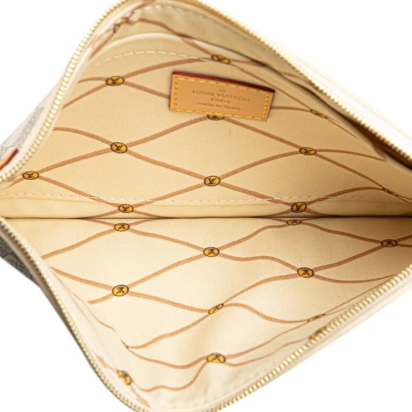 Pre-owned Louis Vuitton Damier Azur Summer Trunks Neverfull MM White