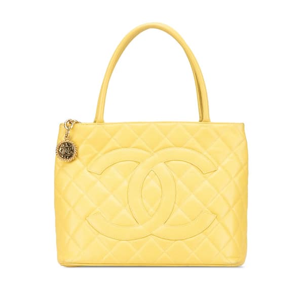 Pre-owned Chanel Caviar Medallion Tote Yellow