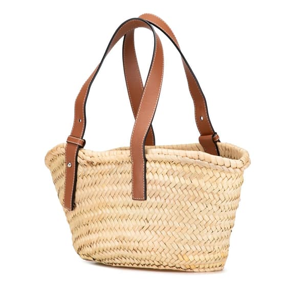 Pre-owned LOEWE Small Raffia Basket Tote Brown