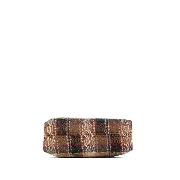Pre-owned Burberry Plaid Tweed Tote Brown