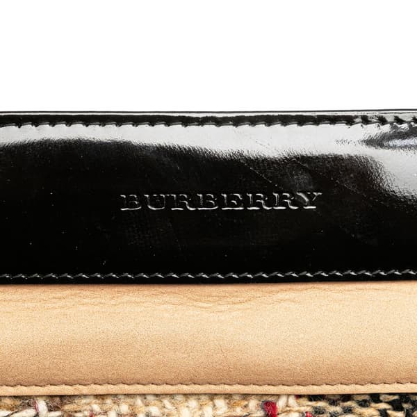 Pre-owned Burberry Plaid Tweed Tote Brown