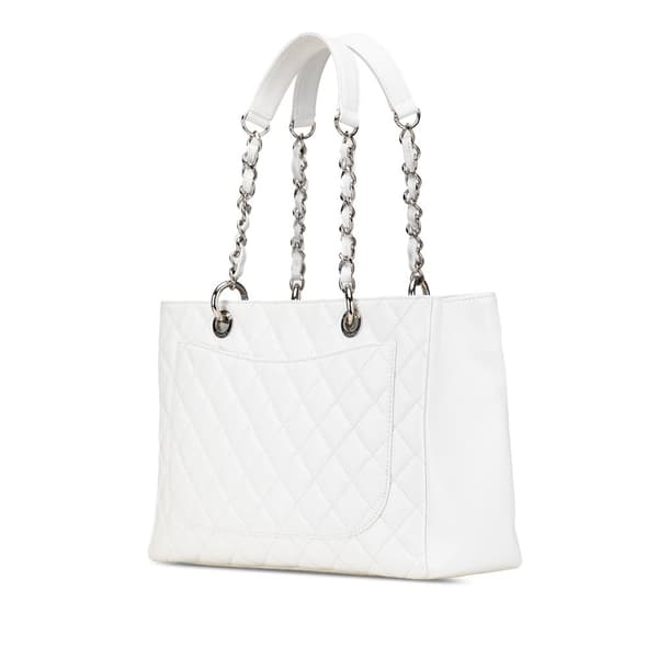 Pre-owned Chanel Caviar Grand Shopping Tote White