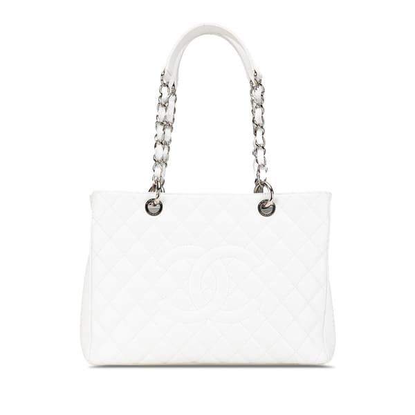Pre-owned Chanel Caviar Grand Shopping Tote White