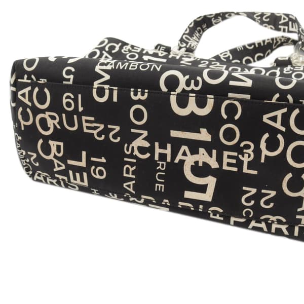Pre-owned Chanel By the Sea Line Coco Print Canvas Beach Tote Black