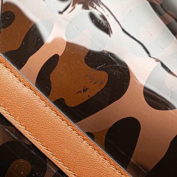 Pre-owned Valentino Small PVC Leopard Print Rockstud Shopping Tote Brown