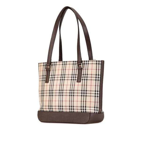 Pre-owned Burberry House Check Canvas Tote Brown