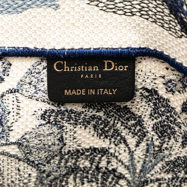 Pre-owned Dior Large Canvas Embroidered Palm Tree Toile De Jouy Book Tote Blue