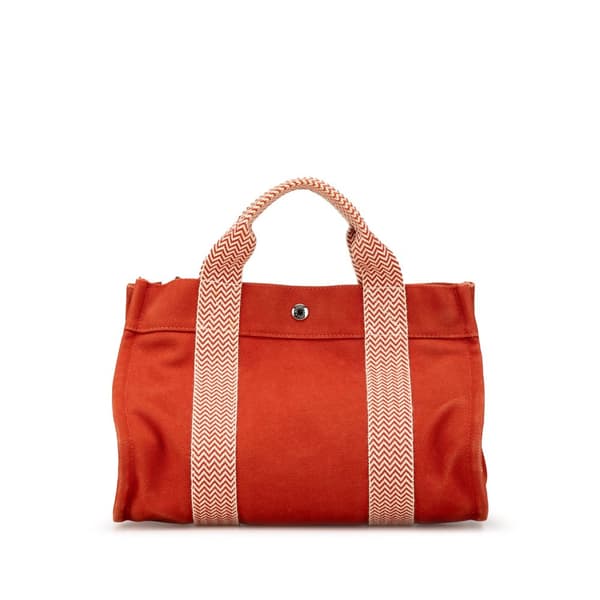 Pre-owned Hermès Toile Cannes PM Orange
