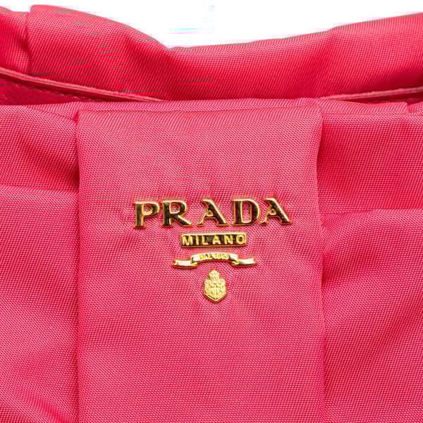 Pre-owned Prada Tessuto Fiocco Bow Tote Pink