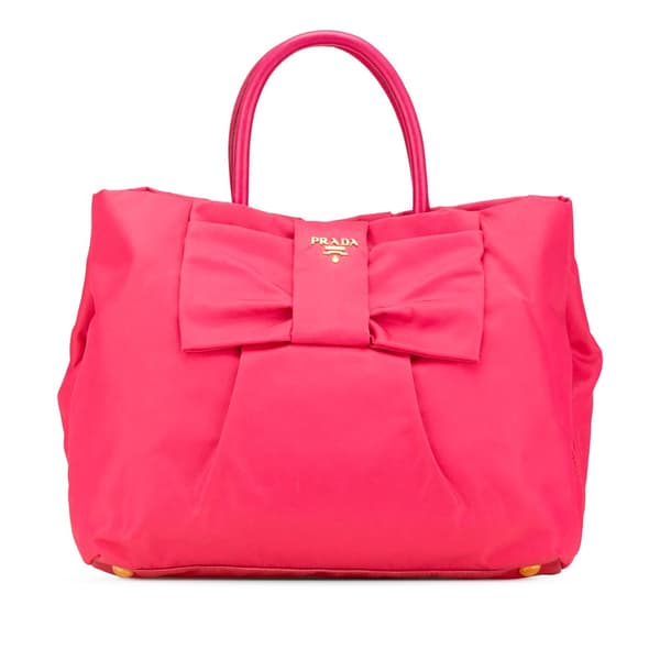 Pre-owned Prada Tessuto Fiocco Bow Tote Pink