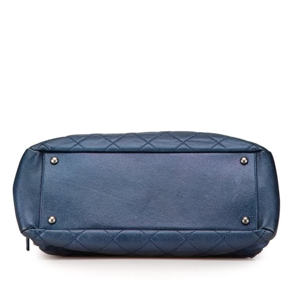 Pre-owned Chanel Quilted Iridescent Caviar Chic Shopping Tote Blue