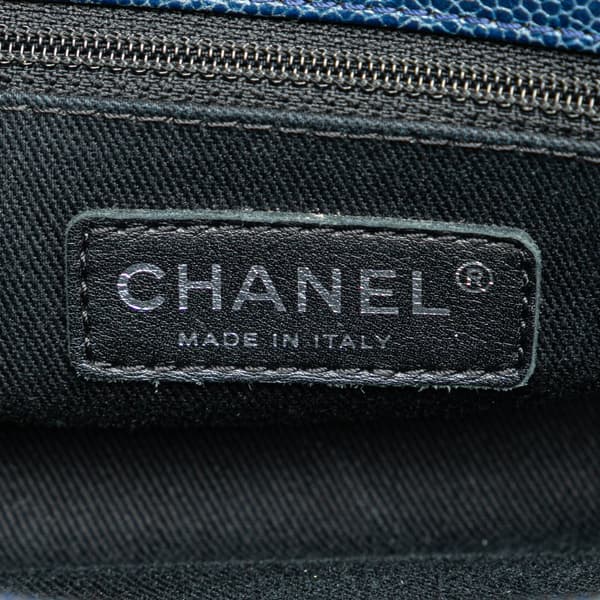 Pre-owned Chanel Quilted Iridescent Caviar Chic Shopping Tote Blue
