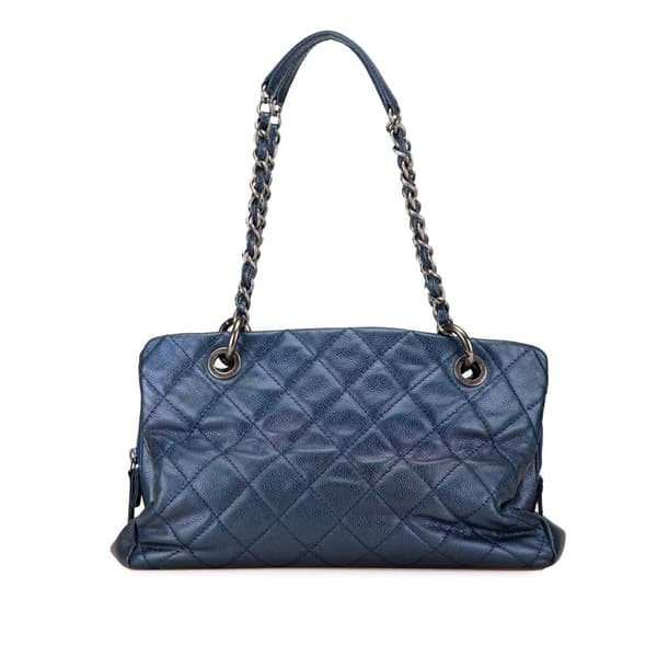 Pre-owned Chanel Quilted Iridescent Caviar Chic Shopping Tote Blue
