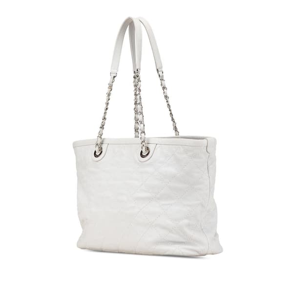 Pre-owned Chanel Small Quilted Caviar Daily Shopping Tote Gray
