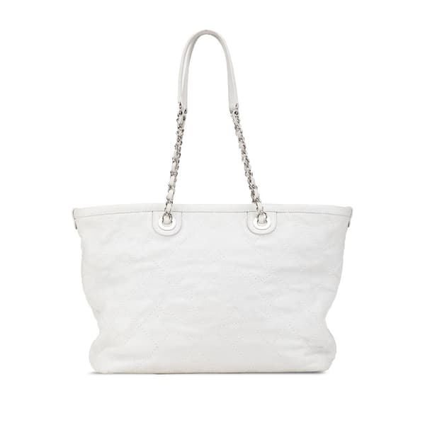 Pre-owned Chanel Small Quilted Caviar Daily Shopping Tote Gray