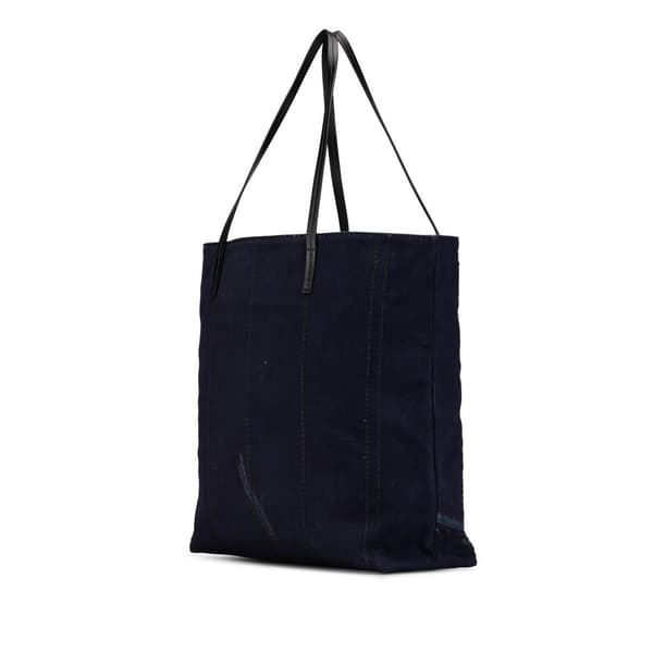 Pre-owned Prada Denim Mistolino Vitello Logo Tote Blue