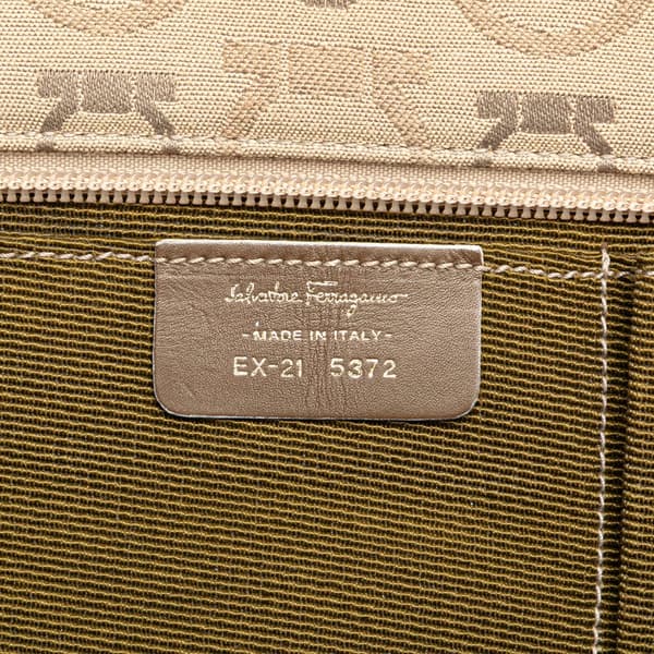 Pre-owned Ferragamo Gancini Canvas Tote Brown
