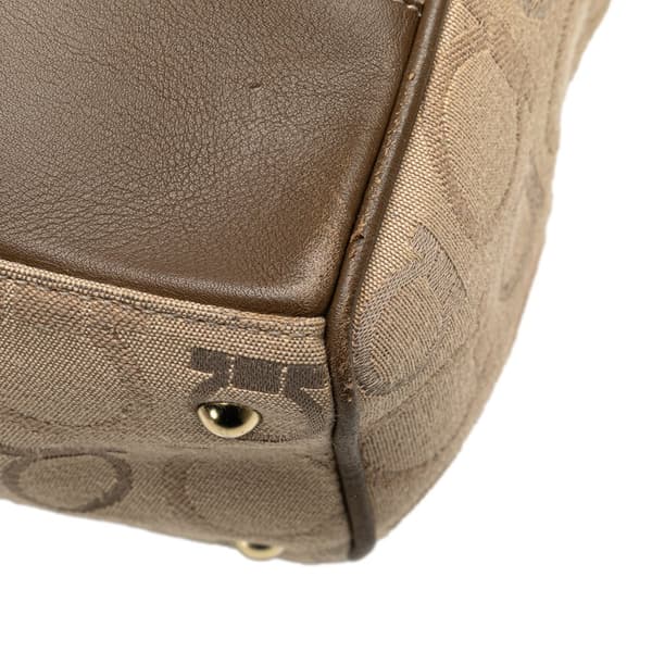 Pre-owned Ferragamo Gancini Canvas Tote Brown