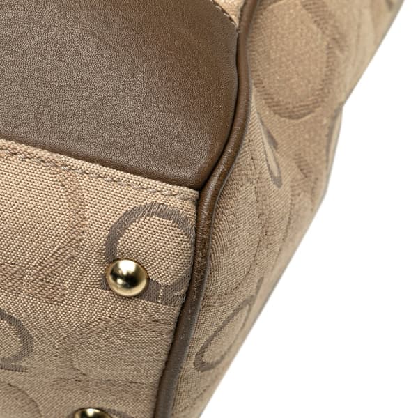 Pre-owned Ferragamo Gancini Canvas Tote Brown