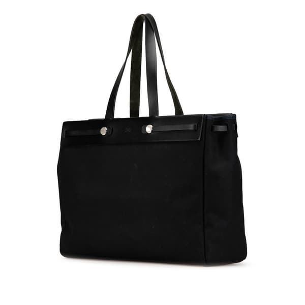 Pre-owned Hermès Toile Herbag Cabas MM Black