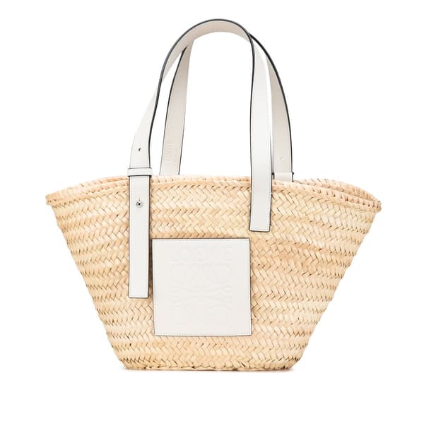 Pre-owned LOEWE Medium Raffia Basket Tote Brown