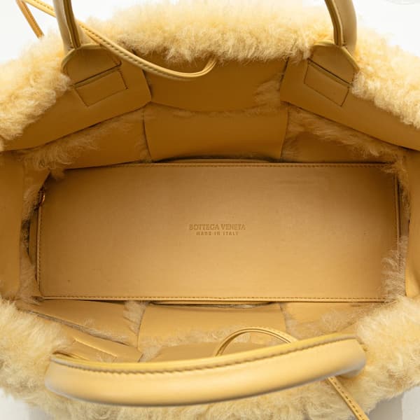 Pre-owned Bottega Veneta Small Shearling Intrecciato Arco Tote Yellow