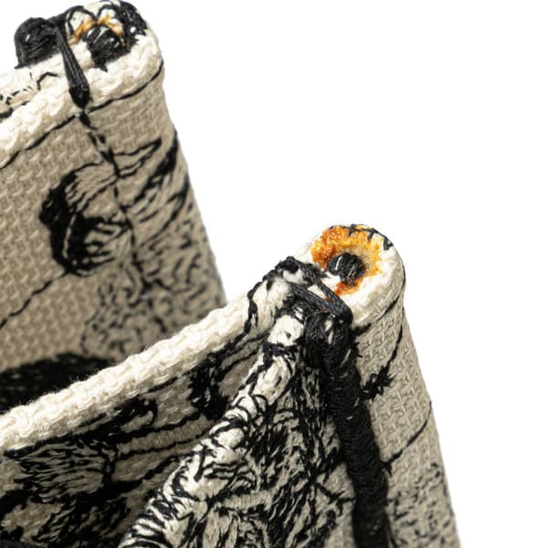 Pre-owned Dior Small Canvas Embroidered Zodiac Toile De Jouy Book Tote White