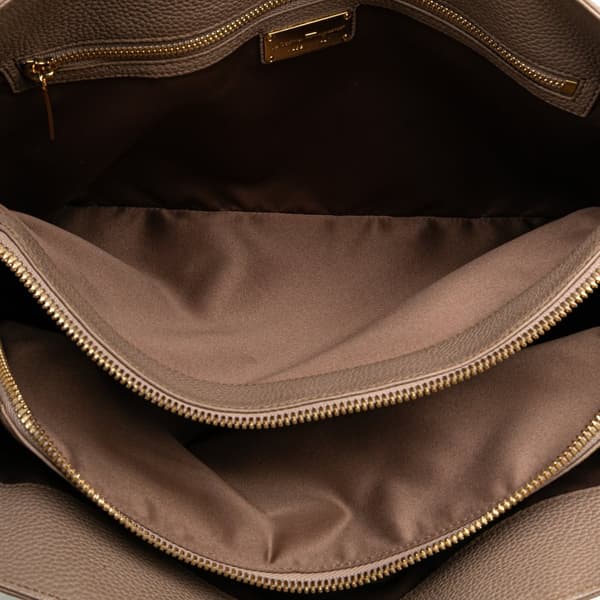 Pre-owned Ferragamo Leather Fiamma East West Tote Brown