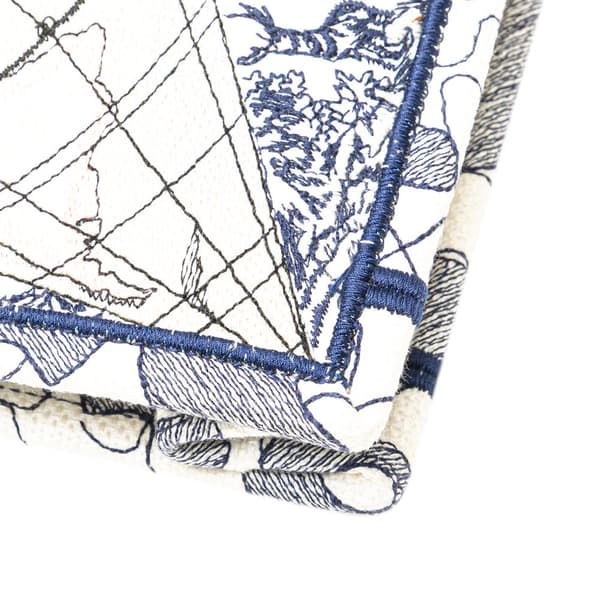 Pre-owned Dior Embroidered Canvas Around The World Vertical Book Tote Blue