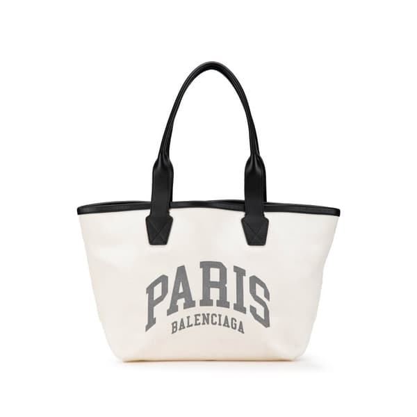 Pre-owned Balenciaga Small Canvas Cities Paris Jumbo Tote White