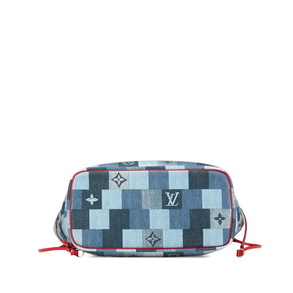 Pre-owned Louis Vuitton Monogram Denim Patchwork Neverfull MM Blue