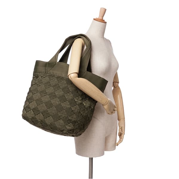 Pre-owned Bottega Veneta Canvas Intrecciato Tote Green