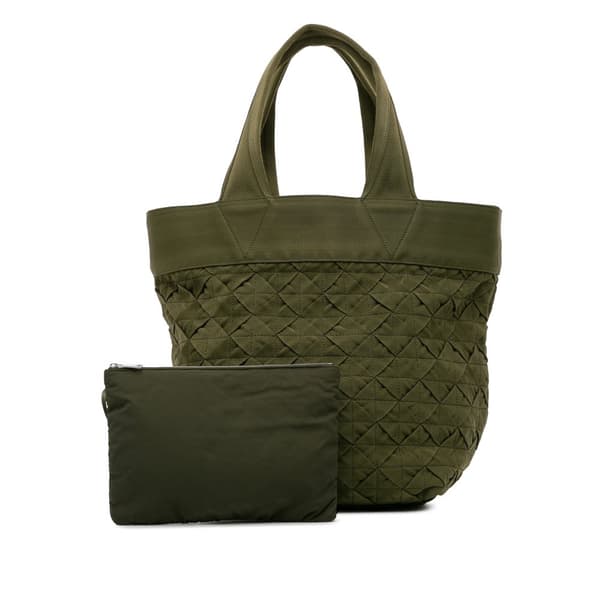 Pre-owned Bottega Veneta Canvas Intrecciato Tote Green