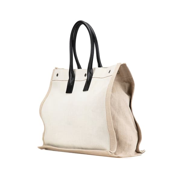 Pre-owned Saint Laurent Canvas Rive Gauche Tote White