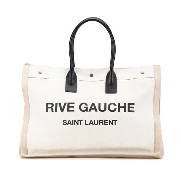 Pre-owned Saint Laurent Canvas Rive Gauche Tote White