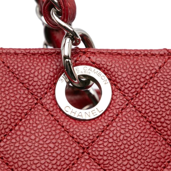 Pre-owned Chanel Caviar Vertical Grand Shopping Tote Red